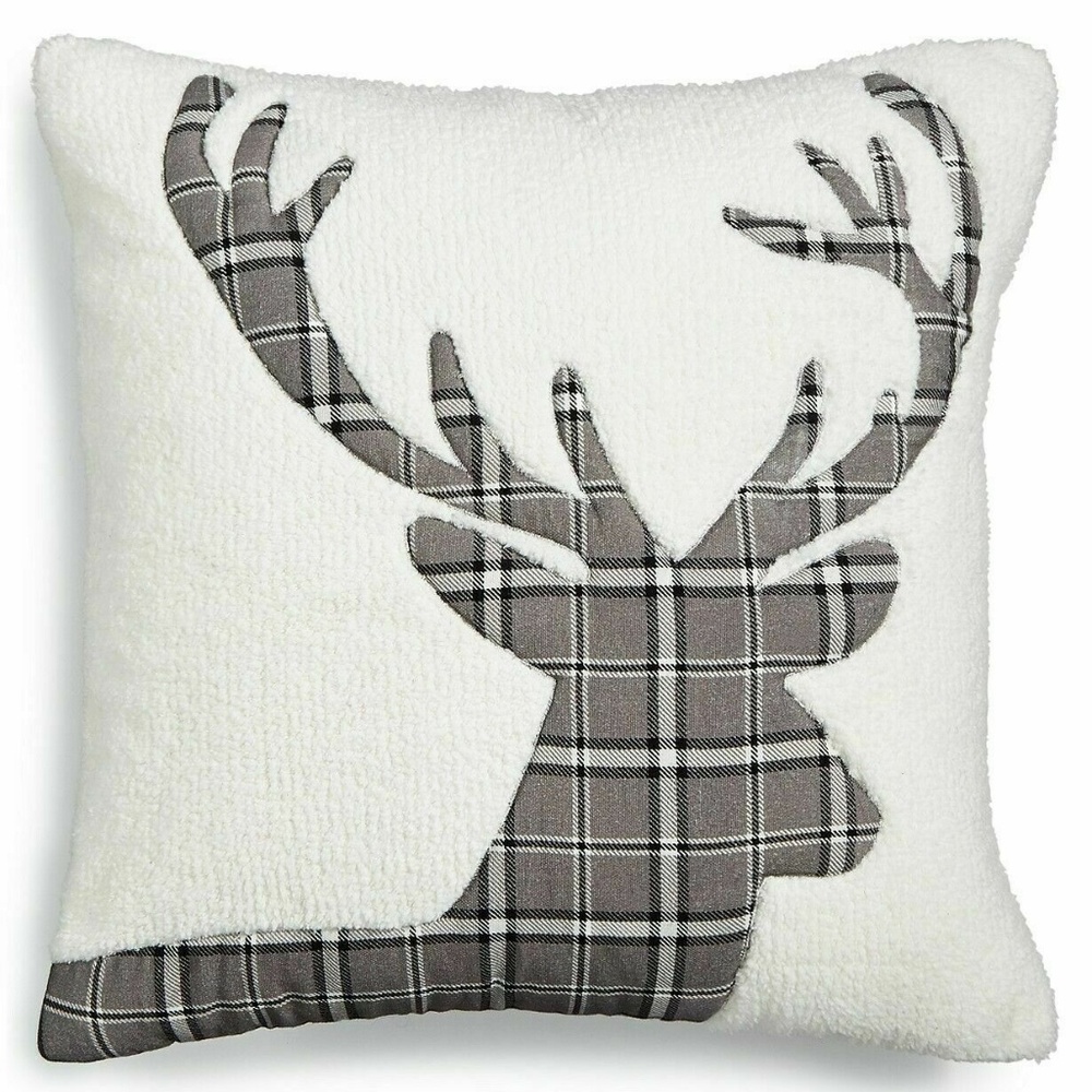 18" Mongolian Faux Fur Reindeer Decorative Pillow